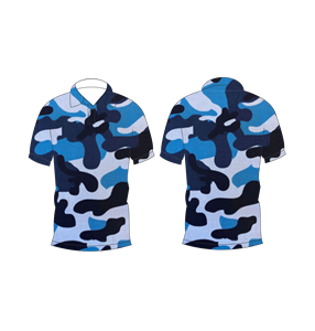Polo pour homme bleu marine camouflage urbain à manches courtes, t-shirt de golf décontracté imprimé - Product Image 3