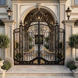 Portail double en fer forgé de style européen, résistant à la rouille ; facile à installer ; doté de motifs exquis, adapté aux villas. - Product Image 5