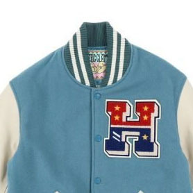 เสื้อแจ็คเก็ตเบสบอลแบบ Letterman สำหรับผู้ชาย ตัวเสื้อทำจากผ้าขนสัตว์ แขนเสื้อทำจากหนังแท้ สไตล์วิทยาลัย ปักโลโก้ - Product Image 3