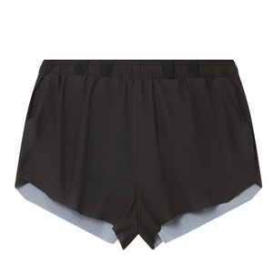 Shorts de sport décontractés pour hommes, noirs, écologiques, à séchage rapide, taille élastique, couleur unie, tissu tricoté - Product Image 1