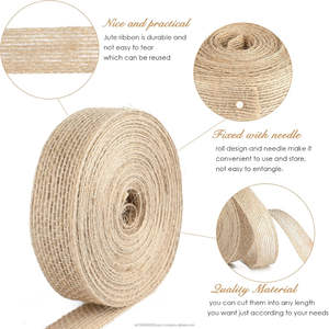 JF Eco-Friendly Jute <b>Burlap</b> Geotextile Fabric <b>Ribbon</b> 3/4 X 33yards Roll Brown Craft <b>Ribbon</b> for Big Bow Wreath Wedding Gift - Product Image 3