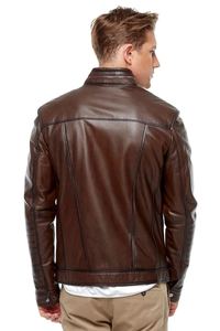 Veste d'hiver en cuir pour homme la plus vendue, col montant, fermeture éclair sur le devant, manteau décontracté de motard, élégant, léger et tendance pour l'extérieur - Product Image 6