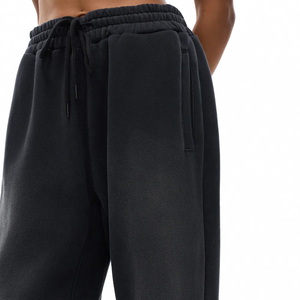<b>Men's</b> Black Cotton Sweatpants Elastic Waist Drawstring Casual <b>Loose</b> Fit With Side Pockets Autumn Midweight Knitted <b>Joggers</b> - Product Image 4