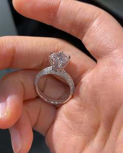 Top Quality 925 Sterling <b>Silver</b> <b>Emerald</b> Cut Moissanite <b>Ring</b> for Casual Outings and Everyday Fashion Use at Good Price - Product Image 1