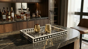 Plateau en os incrusté de fleurs fait main – Décoration d'intérieur de luxe par PERFECT ENTERPRISES - Product Image 4