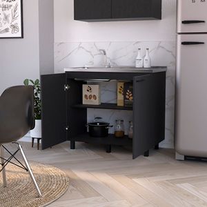 Lavello Nero a 2 Vasche con Mobiletto per Cucina - Product Image 5