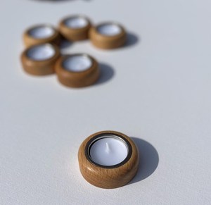 Porte-bougie en bois rond, support de bougie en bois naturel, décoration d'intérieur, centre de table rustique - Product Image 1