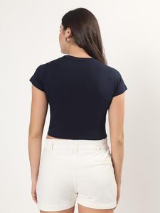 Cotton Fabric Cropped <b>Plain</b> Design Soft Breathable Comfortable Fit Everyday Casual Wear Minimal Elegant Wardrobe - Product Image 1
