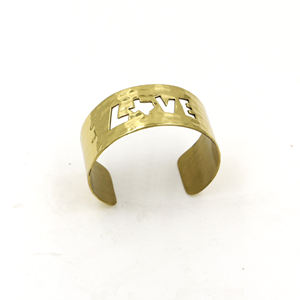 Handmade Texas Love Brass Cuff <b>Bracelet</b> - Hammered Gold Metal Statement Jewelry - Lone Star State Gift for Her - <b>Adjustable</b> - Product Image 1