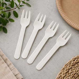 Prix de gros usine – Couverts jetables biodégradables en papier (couteau, fourchette et cuillère) – Fourchette en papier - Product Image 4