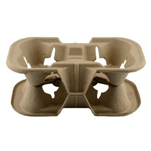 Plateau de transport robuste en fibre recyclée pour café, support double pour boissons à emporter, emballage pour 2 tasses, fournitures d'emballage pour café - Product Image 1