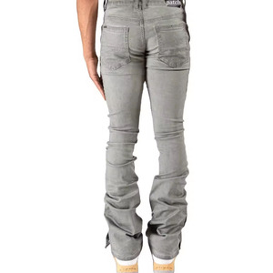 Jeans de Mezclilla Gris Lavado a la Piedra para Hombre, Corte Slim Fit, Cintura Media, Pierna Recta, Estilo Casual, Tejido de Algodón, Detalle de Botones, Estilo Otoñal - Product Image 2