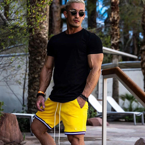 Camiseta de Manga Corta para Hombre, Corte Ajustado, Cuello Redondo, Color Sólido, Algodón Jersey, Transpirable, para Gimnasio y Entrenamiento - Product Image 6