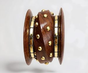 Ensemble de bracelets en bois plaqué or faits à la main avec un bracelet Kada vintage en forme de cœur pour femmes et filles - Product Image 3
