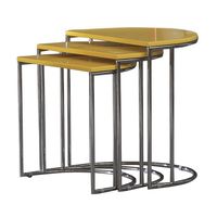 Ensemble de 2 tables gigognes modernes et contemporaines en métal avec plateau en verre, finition thermolaquée, meubles portables pour salle à manger, salon et maison