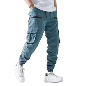 กางเกงคาร์โก้เอวยางยืดแฟชั่นลำลองสำหรับผู้ชาย กางเกงผ้าฝ้ายหลายกระเป๋า รับทำโลโก้แบรนด์ส่วนตัว - Product Image 3