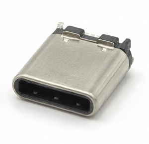 หัวต่อ USB 3.1 Type C แบบตัวผู้ สำหรับบัดกรี  หน้าสัมผัสเคลือบทอง  ตัวเรือน LCP  โครงเหล็ก  วัสดุ UL94V-0  ทนไฟ  ความเร็วสูง  แบบตั้ง - Product Image 1