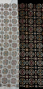 Black white dual tone velvet fabric embroidered circular mandala <b>sequin</b> pattern for designer dress kaftan sewing <b>material</b> - Product Image 2