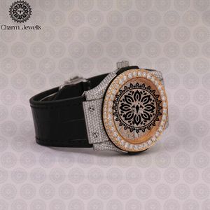 Charm Jewells – montre à Quartz analogique ronde de luxe, boîtier en acier inoxydable, lunette en diamant, bracelet en caoutchouc, mode féminine, 38mm - Product Image 3