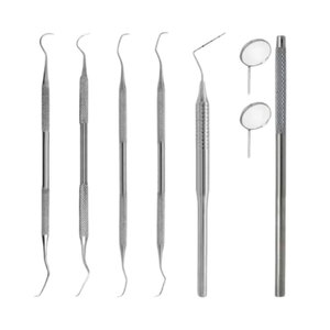 Kit de Prophylaxie Dentaire Basique 6 Pièces pour Nettoyage des Dents Vétérinaire, Ensemble d'Instruments Manuels en Acier Inoxydable pour Animaux Domestiques à Usage Médical - Product Image 1