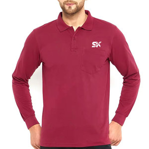 Polo de manga larga transpirable y ligero para hombre, de color liso, a precio razonable. - Product Image 1