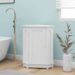 Armoire de rangement d'angle triangulaire en MDF de style moderne pour salle de bain et salon avec étagère réglable - Product Image 5
