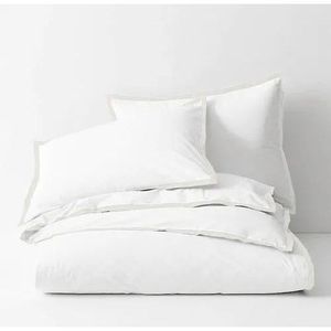 Ensemble de draps en percale blanc 300 TC, style américain, draps-housses et draps plats pour lit simple, pour la maison ou l'hôtel - Product Image 1