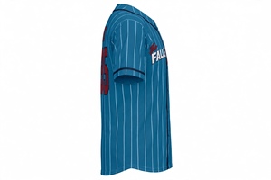 Camiseta de Béisbol Personalizada con Sublimación Azul Verde Esmeralda a Rayas, Camisa Deportiva con Botones para Hombre, de Secado Rápido, para el Equipo Fallen Riders Support - Product Image 3
