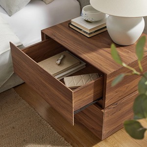 Table de chevet moderne de style mid-century en bois de luxe avec 2 tiroirs, meuble de chambre minimaliste, table d'appoint de rangement pour utilisation au chevet - KALA CONCEPT - Product Image 4