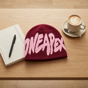 Burgundy Red Knit Beanie Hat Unisex <b>Winter</b> <b>Cap</b> Streetwear Headwear Custom Wholesale OEM Factory Premium - Product Image 4