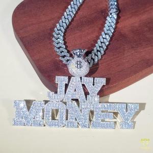 Pendentif tendance en moissanite et diamant « JAY MONEY » avec chaîne cubaine glacée, bijoux hip-hop pour hommes et femmes - Product Image 2
