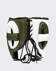 Dernier modèle de protège-tête vert et blanc en cuir véritable pour le sparring et la lutte, gants de boxe Muay Thai, équipement de protection - Product Image 2