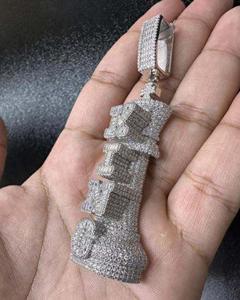 Collier Pendentif Ailes d'Ange Givrées en Argent Sterling Plaqué Or 14K, 20 Carats VVS1, Chaîne à Maillons Cœur, Hip Hop Moissanite de Luxe - Product Image 2