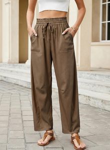 Womens Casual Jogger <b>Trousers</b> Breathable Loose Drawstring Waist Comfortable Cotton Blend Stylish Streetwear Lounge Wear Fashion - Product Image 3