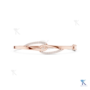Lab Grown Diamond Round Brilliant Cut Filled Interlocking <b>Infinity</b> Bangle 14K/18K Solid Gold Luxury Unisex <b>Bracelet</b> - Product Image 3