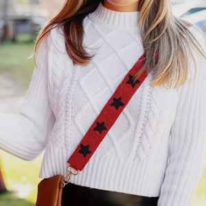 Sac bandoulière noir brodé à motif étoile avec perles, poignée de sac en perles de verre, large lanière d'épaule pour sac fourre-tout - Product Image 2