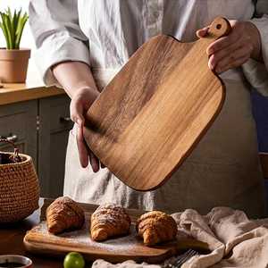 Acacia <b>Wood</b> Cutting Board with Handle | Cheese Bread <b>Fruit</b> & <b>Veg</b> | Food-Safe Serving Board - Product Image 3