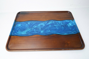 Wooden Serving Tray With Resin Inlay Rectangular Modern Handmade Tableware Storage Holder - Product Image 5