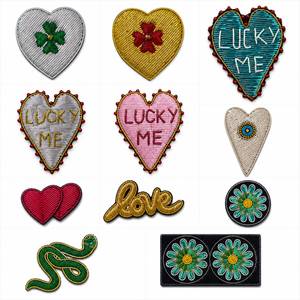 Patch en forme de cœur en tissu non tissé, brodé en fil de métal 3D, fait main, léger, de qualité supérieure, pour chapeaux, couleurs personnalisées - Product Image 3