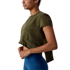 Sudadera/Camiseta de Algodón Vintage OEM Personalizada para Mujer, Cuello Redondo, Corte Grueso, Bajo sin Rematar, Estilo Oversize y Corto, Colección Otoño - Product Image 1