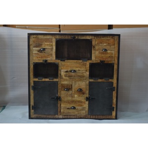 Buffet industriel moderne en bois de manguier massif Convertible Antique couleur personnalisée pour le salon chambre à coucher atelier à domicile - Product Image 5