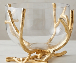 Elegante Tazón Decorativo con Adorno de Asta Dorada, Pieza Decorativa de Vidrio Hecha a Mano para Exhibición en Mesa, Estilo Glamuroso para Decoración del Hogar - Product Image 4