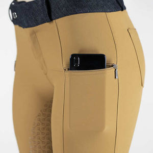 Pantalon d'équitation taille haute pour femme, long, couleur unie, avec poches zippées, en tissu respirant - Product Image 2