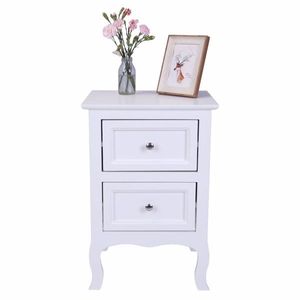 2 Comodini in Legno Massello a Due Livelli Stile Country, Grandi Dimensioni, Design Moderno Bianco, Tavolini Laterali per Camera da Letto e Appartamento, Assemblati - Product Image 5
