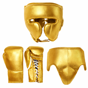 Conjunto de equipo de boxeo con nombre personalizado, varios colores, guantes de entrenamiento de Muay Thai y Kick Boxing, protector de cabeza, protector de ingle, cuero vacuno, impermeable - Product Image 5