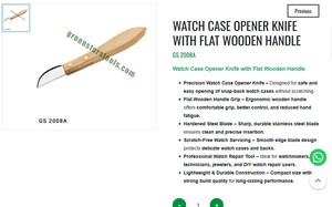 Watch <b>Case</b> Opener Knife Flat Wooden Handle Stainless Steel Blade Snap Back Watch Repair Tool |Item No GS-2008A - Product Image 3