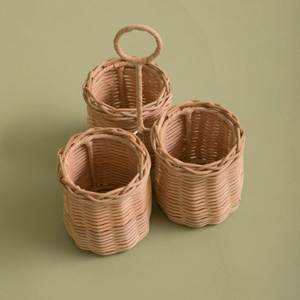 Soportes de mimbre para utensilios, organizador cilíndrico de mimbre con asa de anillo, soporte redondo para utensilios de cocina, cubiertos, herramientas, cucharas, olla, botella de vino - Product Image 1