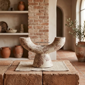Vase Arche en Terre Cuite Rustique Tallo en Forme de U, Porte-Bougie Artisanal en Céramique, Urne Décorative de Table, Vente en Gros - Product Image 2