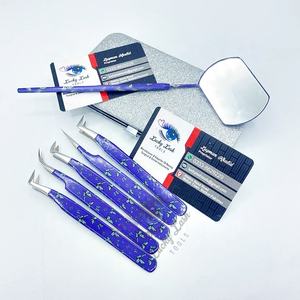 Ensemble de pinces à épiler Volume en acier inoxydable PCT Logo personnalisé Extensions de cils impression papillon bleu papier revêtement miroir beauté faux - Product Image 3