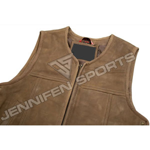 Gilet de motard en cuir nubuck de vachette personnalisé et élégant pour homme, imperméable, en toile de bonne qualité, vente chaude - Product Image 2